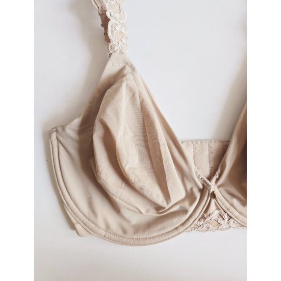 Natori Pure Luxe Unlined Unpadded Underwire Cafe Tan Embroidery Bra 30DDD - Picture 3 of 9